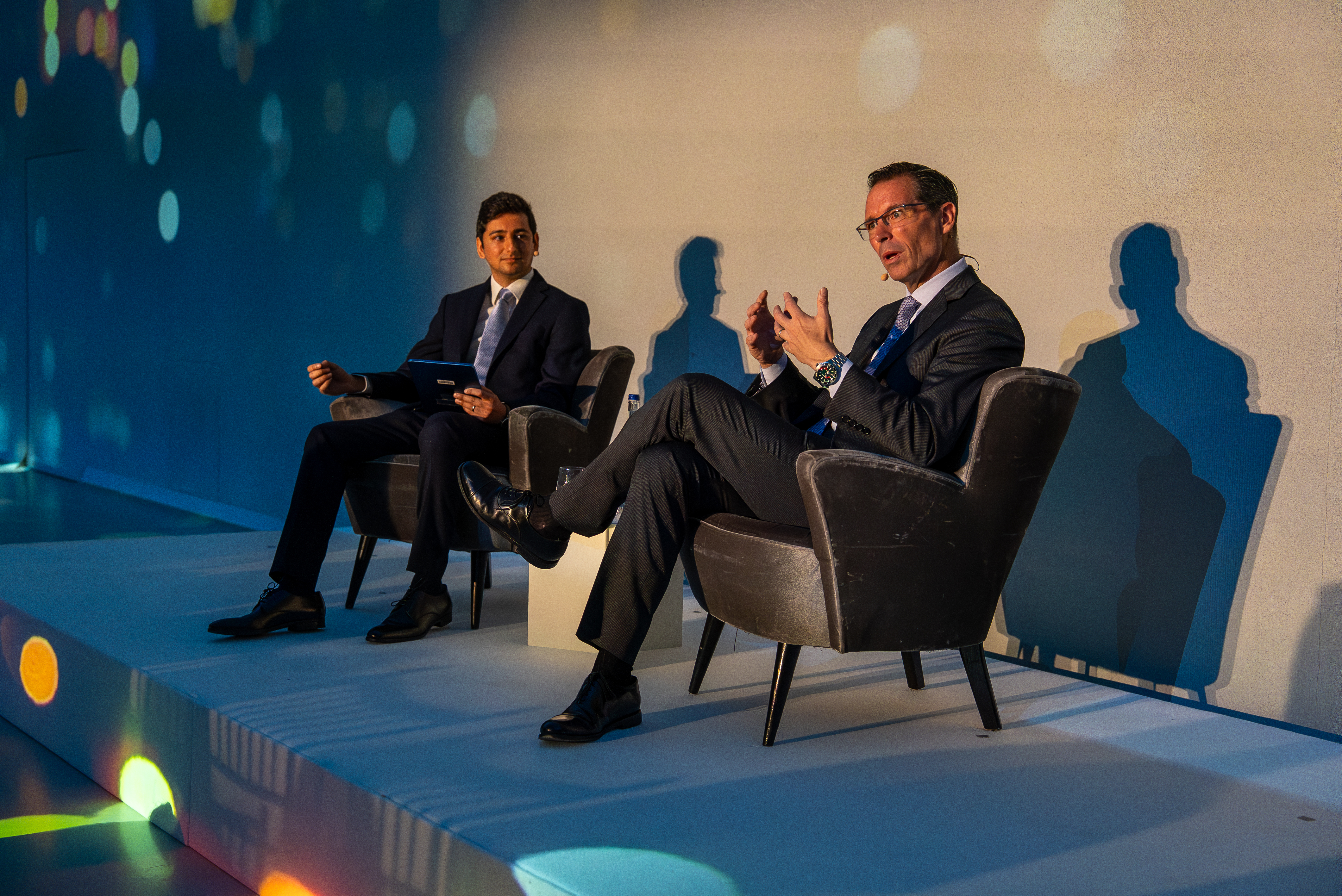 Joe Davis and Shaan Raithatha in conversation on stage